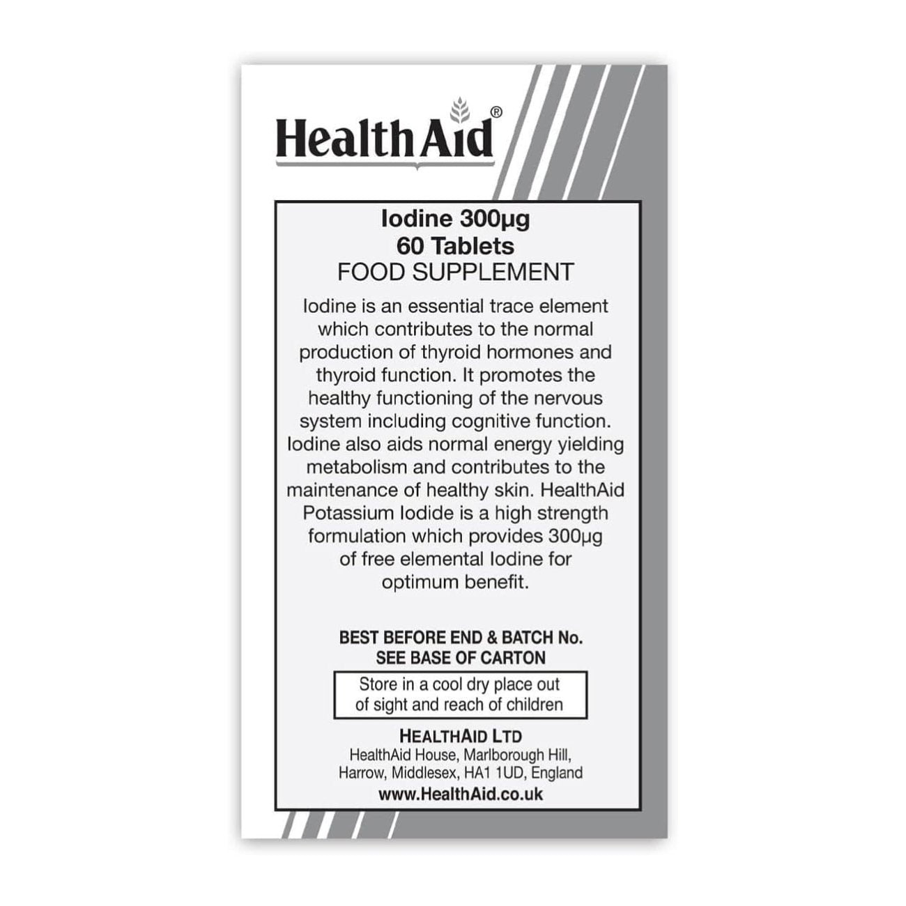 Iodine 300mcg Tablets - HealthAid - Vitamins & Supplements - Eco Natural Products
