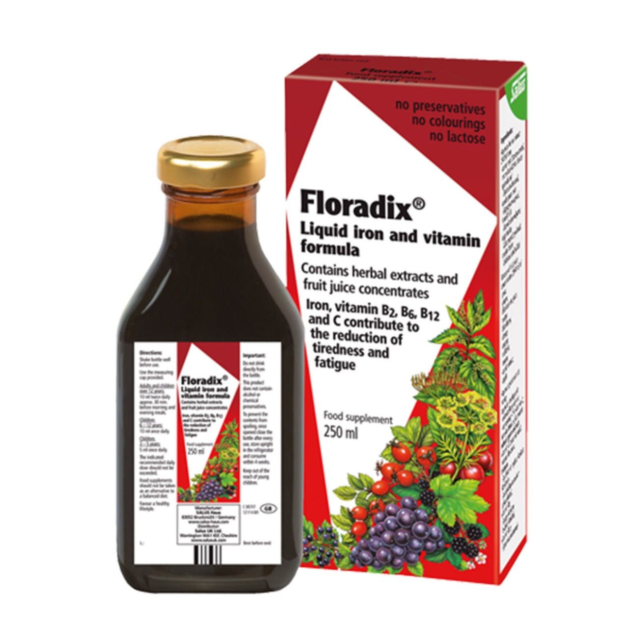 Iron and Vitamins Liquid Formula 250ml - Eco Natural Products - Floradix - Liquid Food Supplement