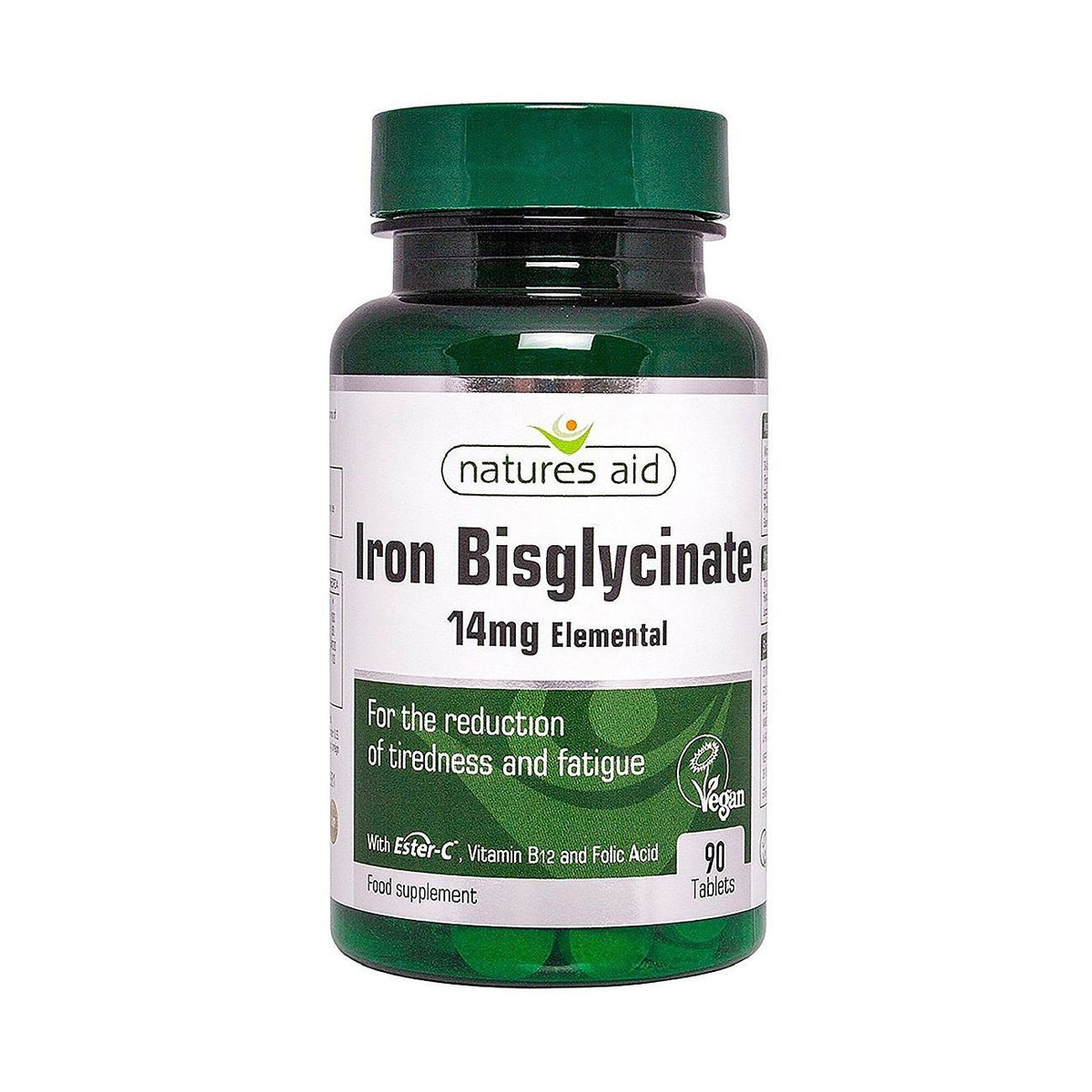 Iron Bisglycinate 90 Tablets - Natures Aid - Vitamins & Supplements - Eco Natural Products