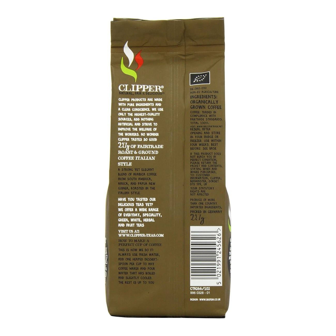 Italian Style Roast and Ground Coffee 227g - Eco Natural Products - Clipper - Coffee