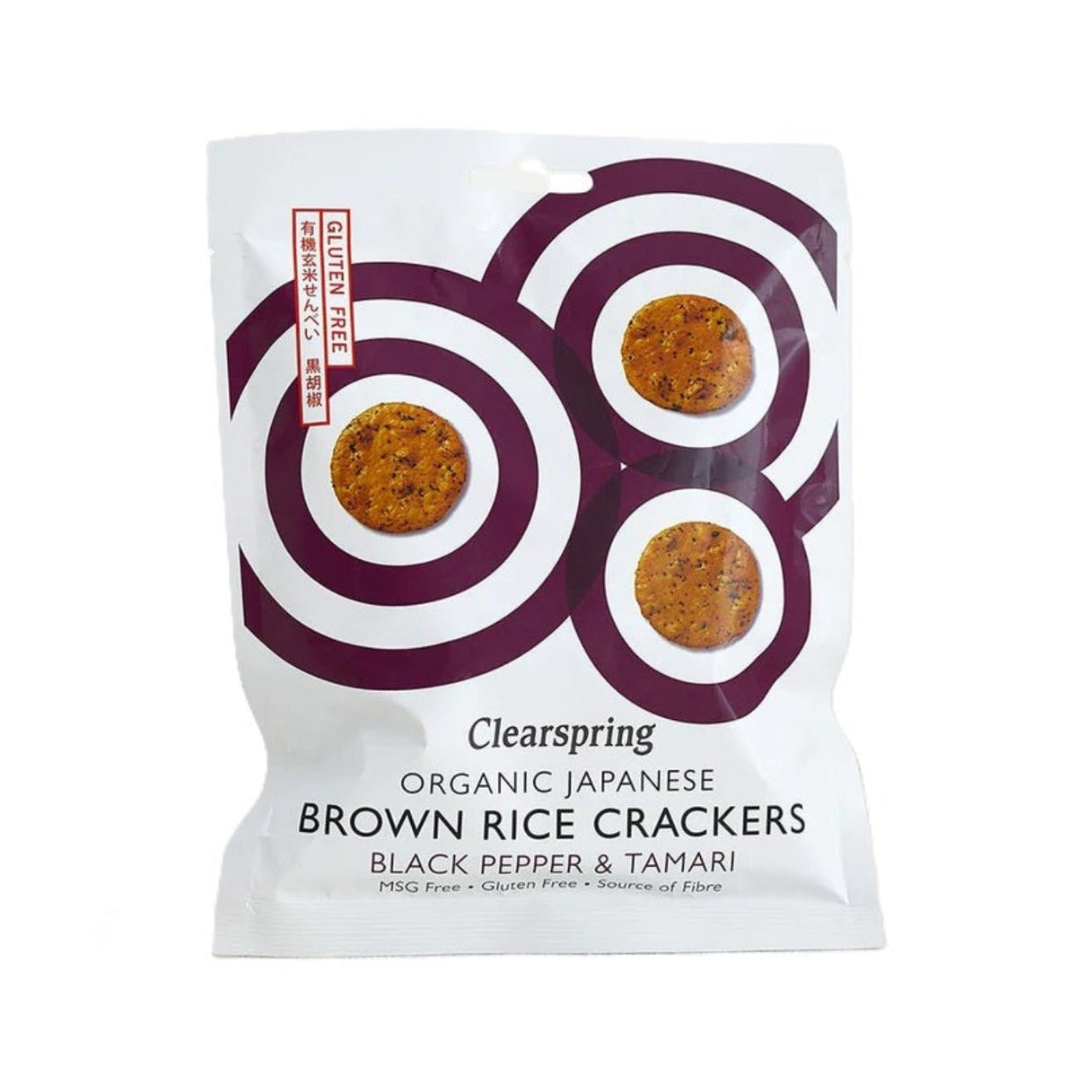 Japanese Brown Rice Crackers Black Pepper & Tamari 40g - Clearspring - Brown Rice Crackers - Eco Natural Products