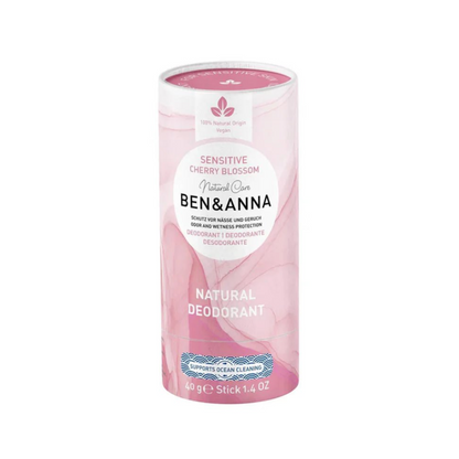 Japanese Cherry Blossom Sensitive Deodorant Papertube 40g - Ben & Anna - Deodorant - Eco Natural Products