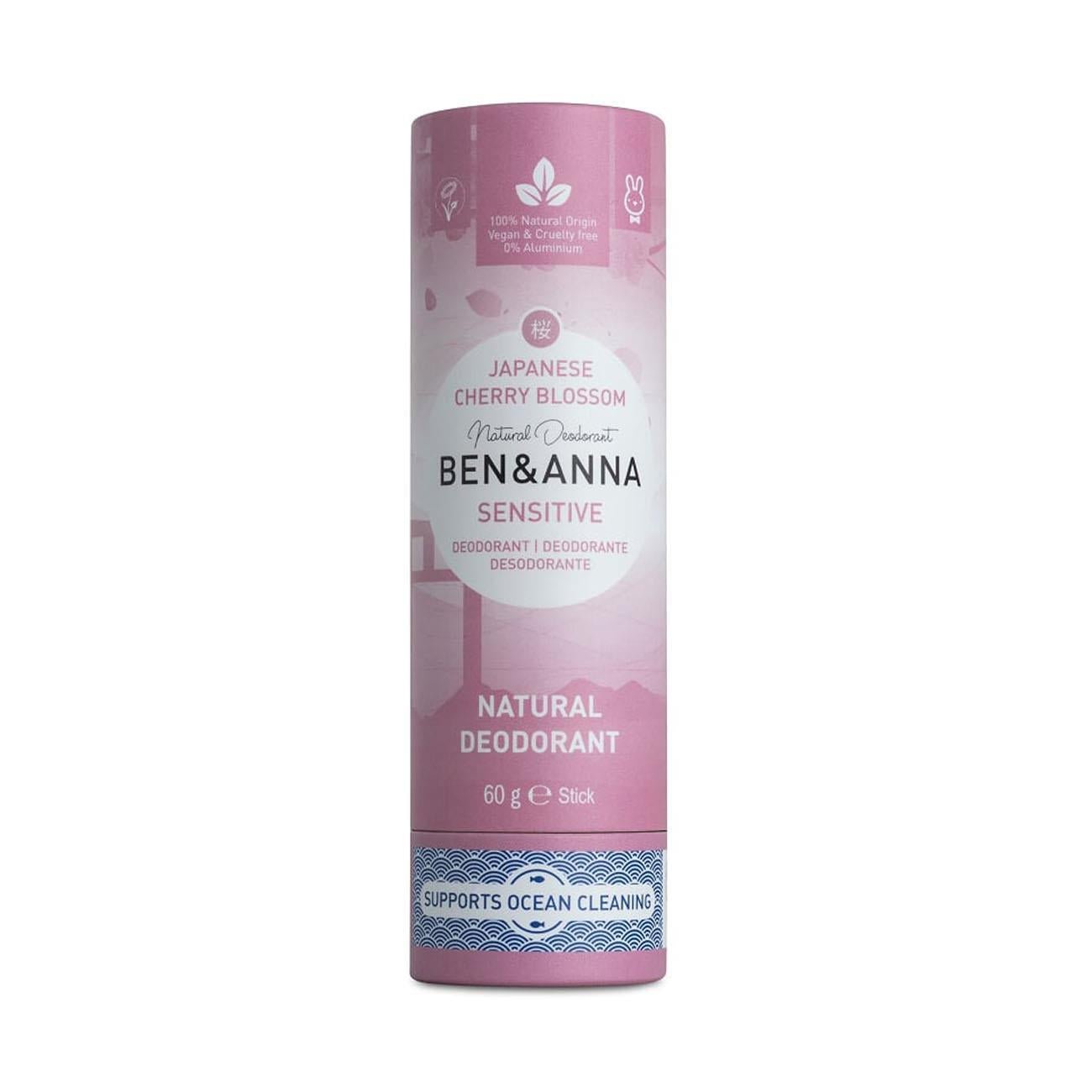 Japanese Cherry Blossom Sensitive Deodorant Papertube 60g - Eco Natural Products - Ben & Anna - Deodorant