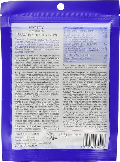 Japanese Flavoured Nori Strips Dried Sea Vegetables 13.5g - Clearspring - Sea Vegetables - Eco Natural Products