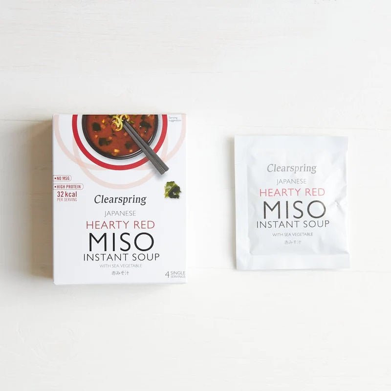 Japanese Hearty Red with Sea Veg Instant Miso Soup 4x10g - Eco Natural Products - Clearspring - Instant Miso Soup