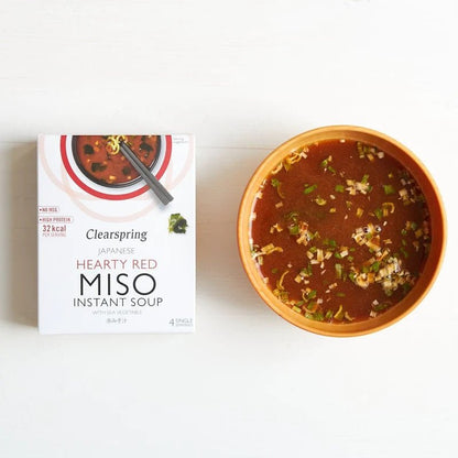Japanese Hearty Red with Sea Veg Instant Miso Soup 4x10g - Clearspring - Instant Miso Soup - Eco Natural Products