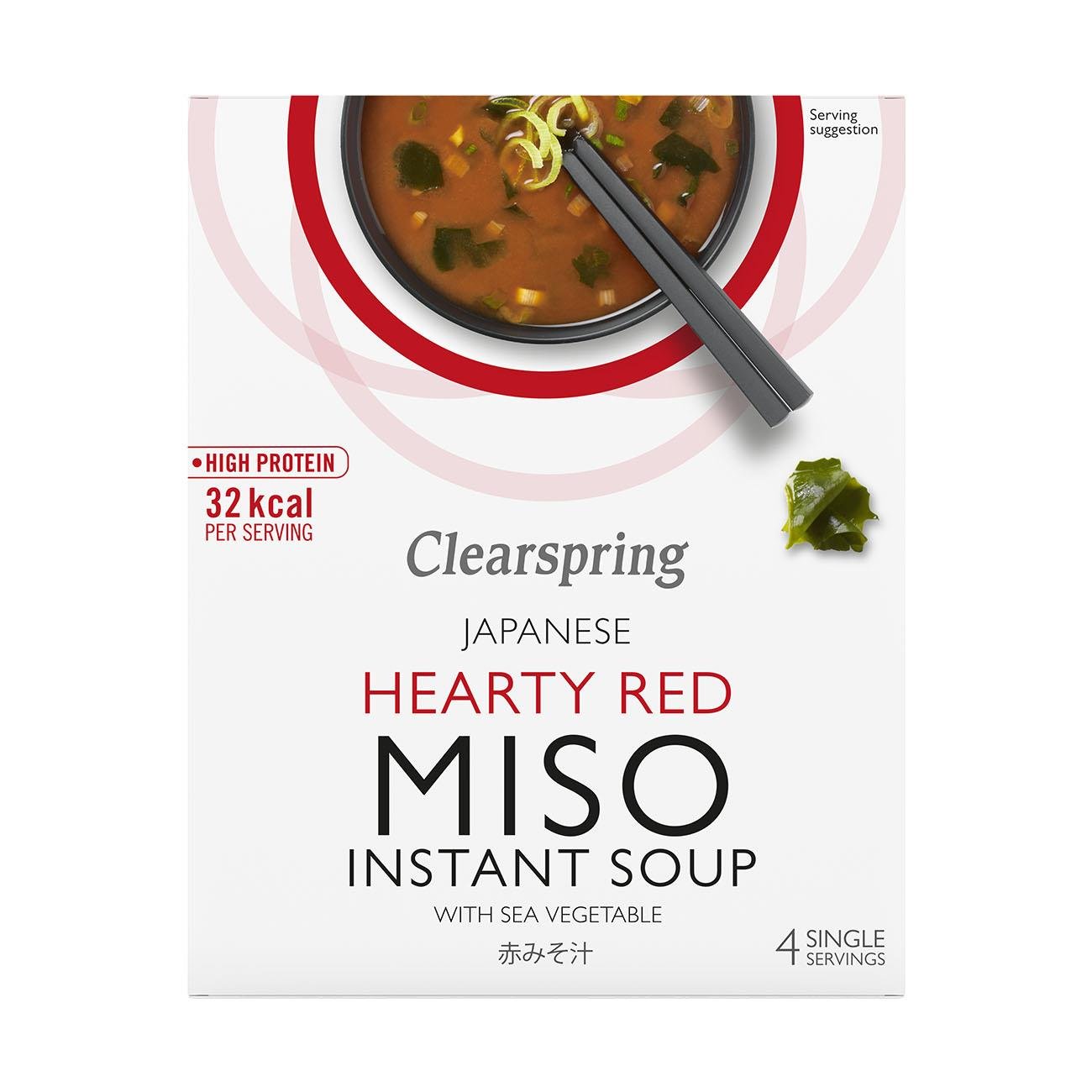 Japanese Hearty Red with Sea Veg Instant Miso Soup 4x10g - Eco Natural Products - Clearspring - Instant Miso Soup