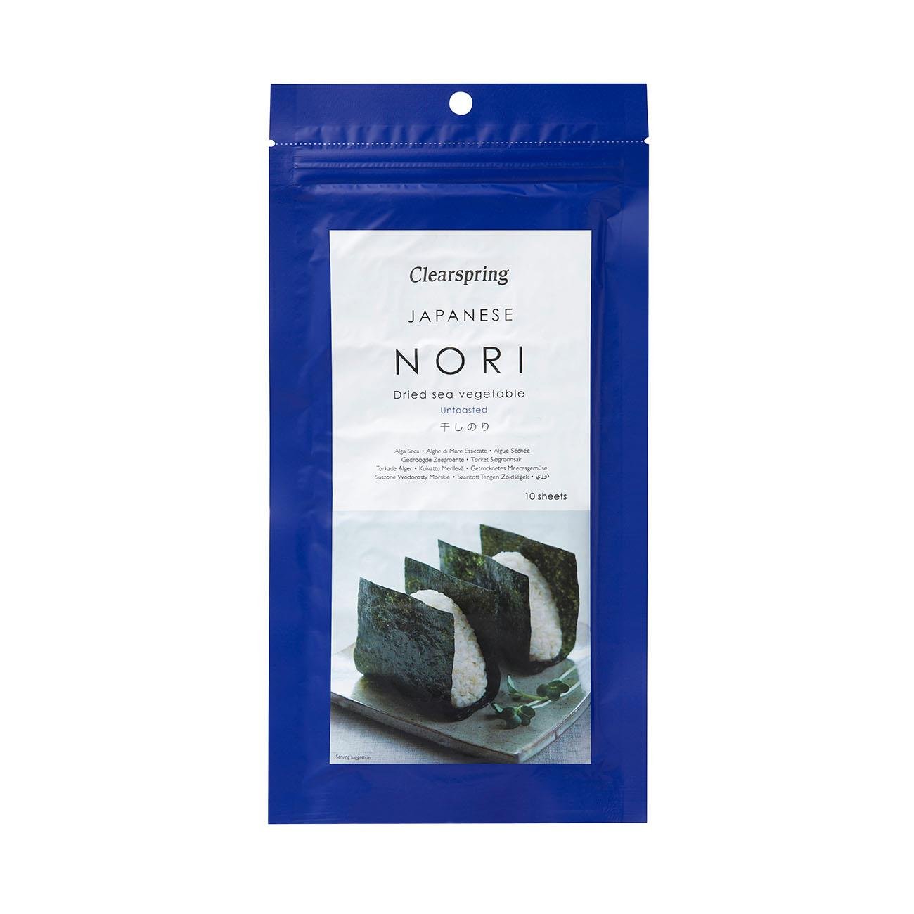 Japanese Untoasted Nori 10 sheets Dried Sea Vegetable 25g - Clearspring - Sea Vegetables - Eco Natural Products
