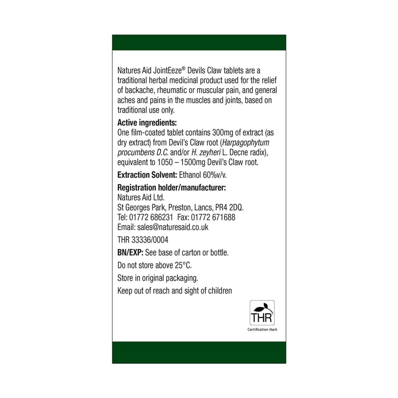 JointEeze Devil's Claw 90caps - Natures Aid - Supplement - Natures Aid