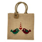 Natural jute shopping bag with love birds print – eco friendly, biodegradable and Fair Trade with padded handles.