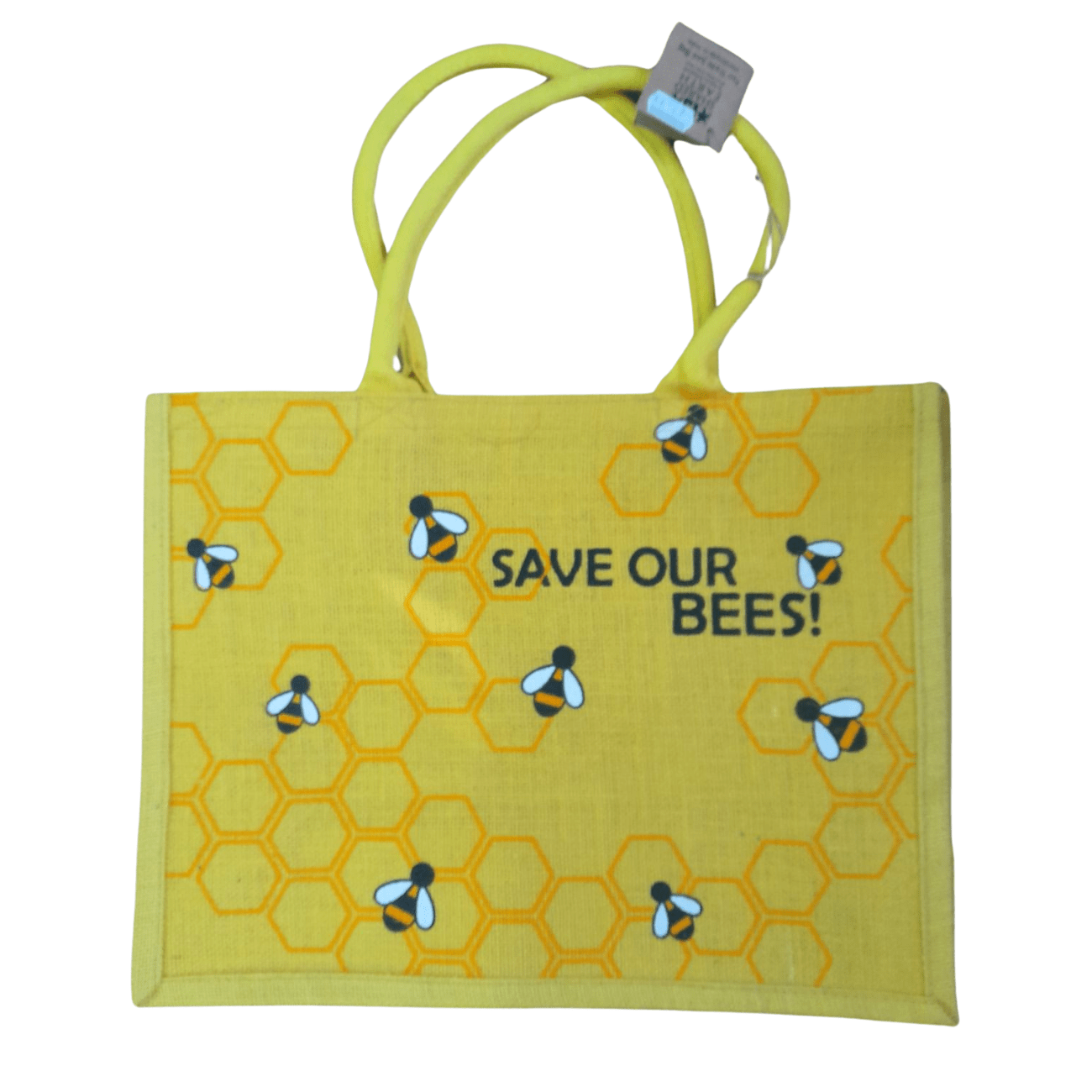 Jute Shopping Bag Save Our Bees - Shared Earth - Shopping Totes - Shared Earth