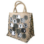 Shared Earth Square Sheep jute shopping bag – cheerful hand printed design, biodegradable, plastic free and Fair Trade made.