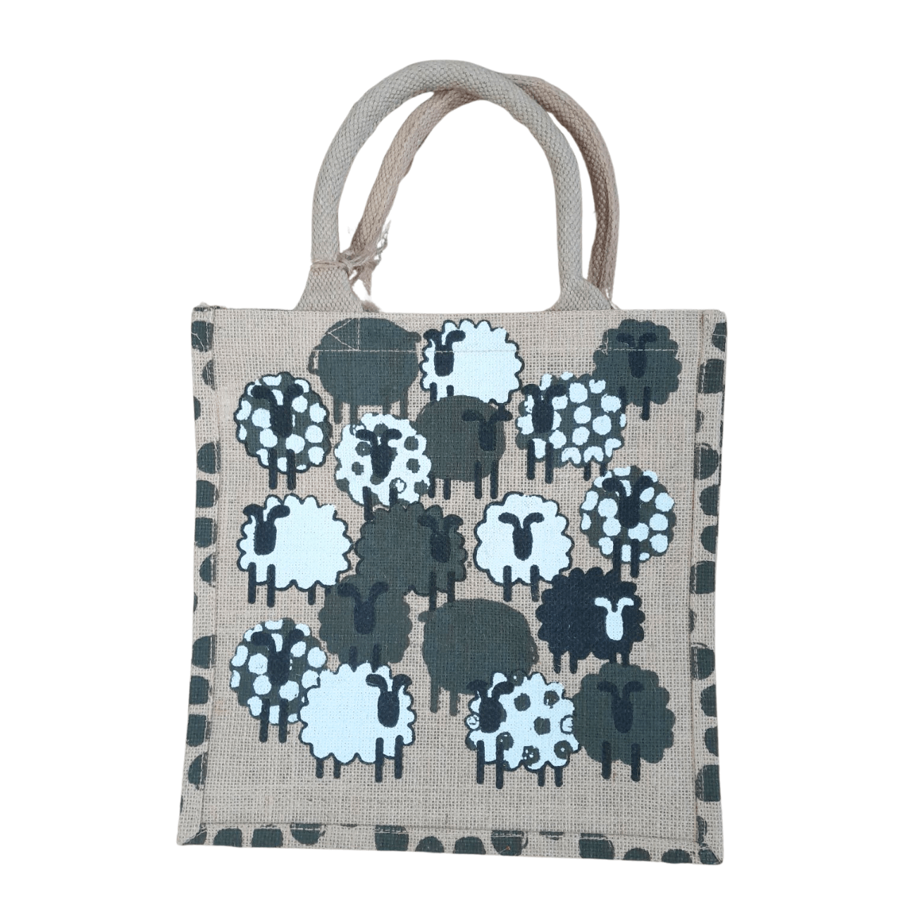 Jute Shopping Bag Square Sheep - Shared Earth - Shopping Totes - Shared Earth
