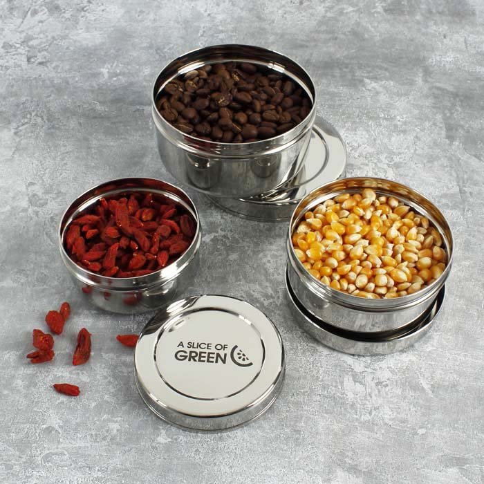 Kadapa Containers Set of Three — BPA-free, stackable food storage lifestyle image 2