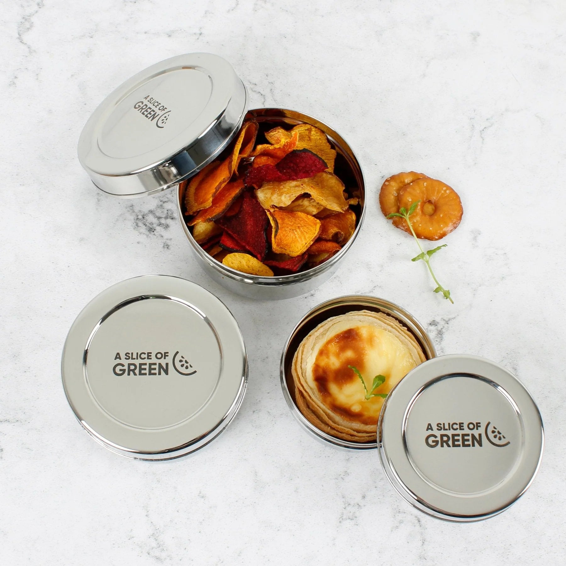 Kadapa Containers Set of Three — BPA-free, stackable food storage lifestyle image 3