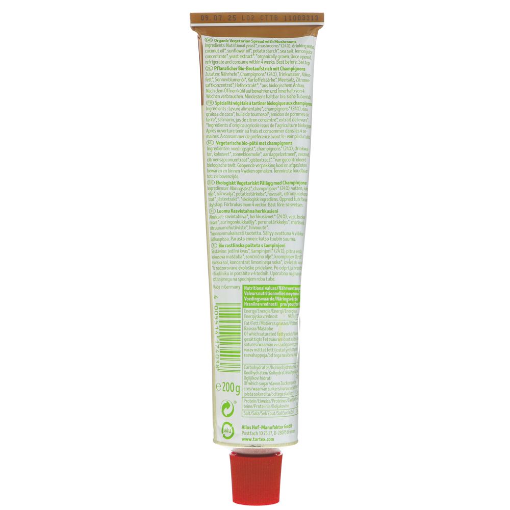 Organic Mushroom Vegetarian Pate Tube 200g