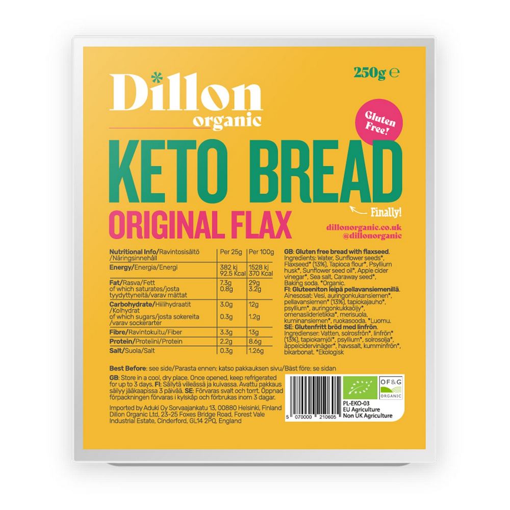 Keto Bread Original Flax 250g - Eco Natural Products - Dillon Organic - Bread