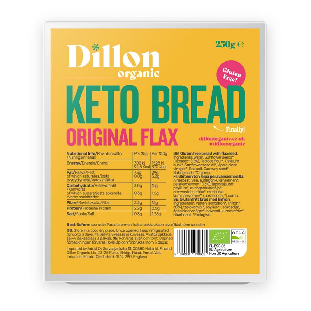 Keto Bread Original Flax 250g - Dillon Organic - Bread - Eco Natural Products