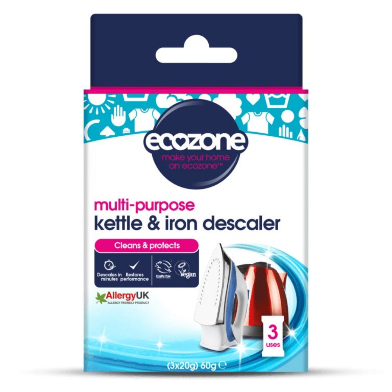 Kettle & Iron Descaler 3 Sachets 60g - Eco Natural Products - Ecozone - Household Cleaner