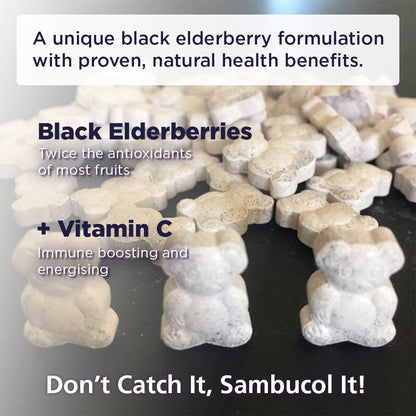 Kids Black Elderberry 60 Chewable Teddies - Sambucol - Food Supplement - Eco Natural Products