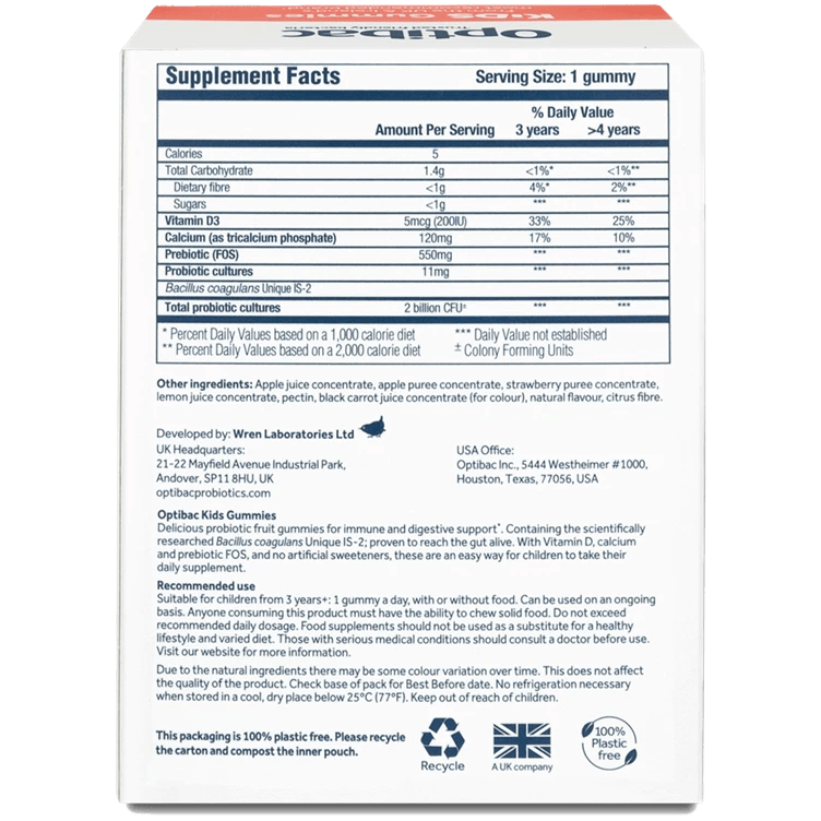 Kids Gummies Strawberry 30 Gummies - Optibac Probiotics - Baby care - Eco Natural Products