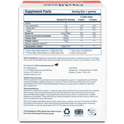 Kids Gummies Strawberry 30 Gummies - Optibac Probiotics - Baby care - Eco Natural Products