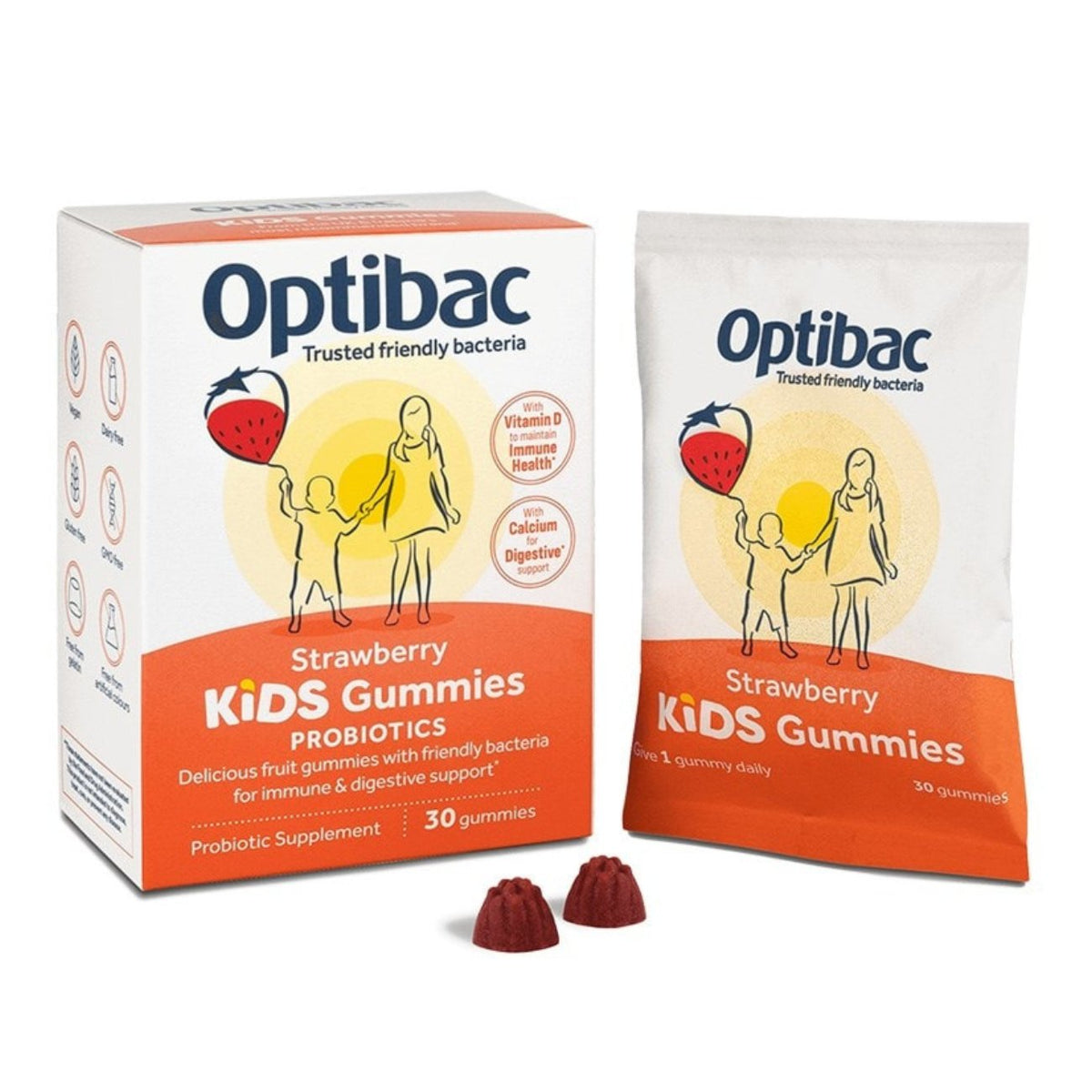 Kids Gummies Strawberry 30 Gummies - Optibac Probiotics - Baby care - Eco Natural Products