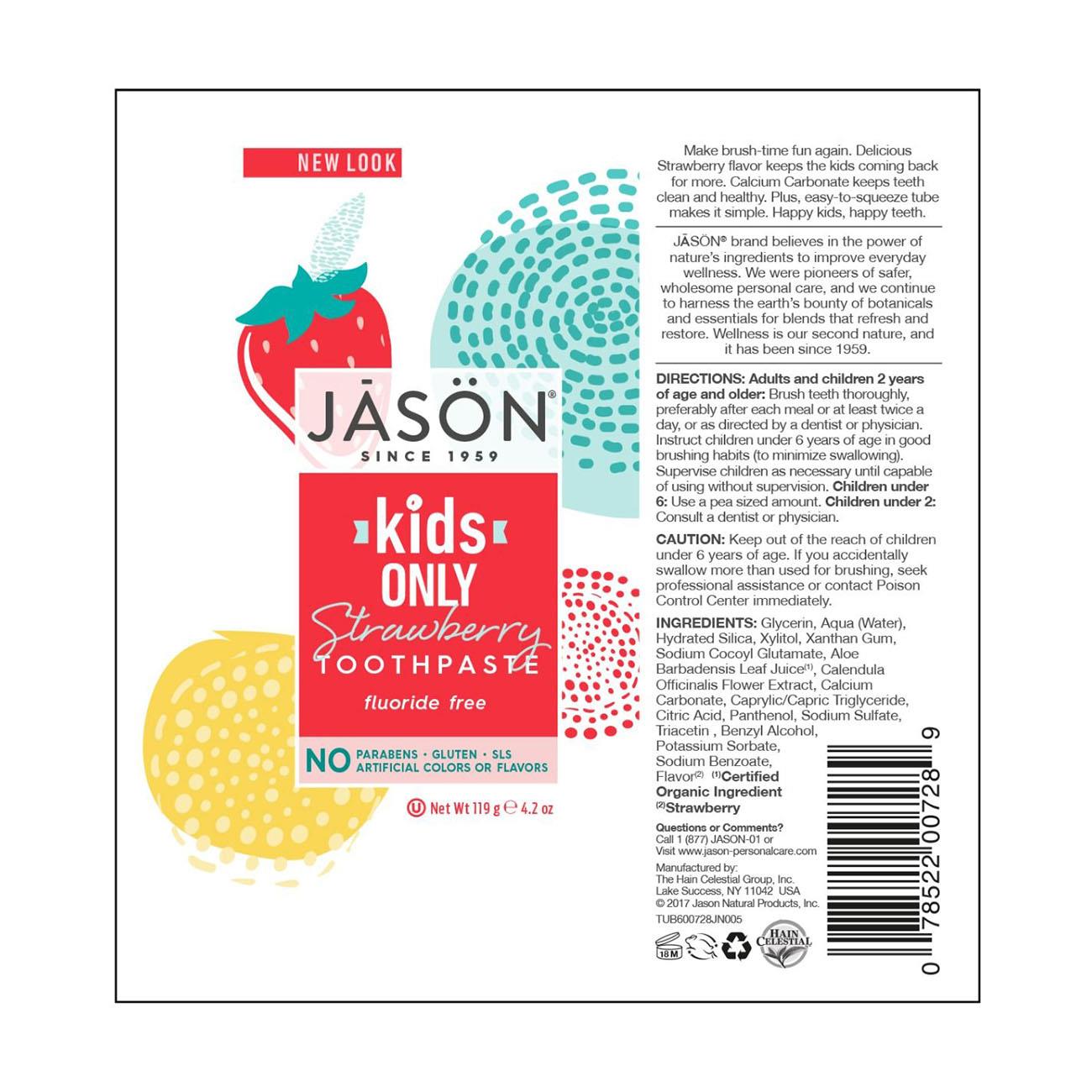 Kids Strawberry Toothpaste 119g - Eco Natural Products - Jason - Toothpaste