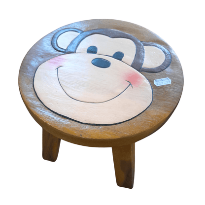 Kids Wooden Stool Handcarved Raintree Wood - Shared Earth - Chairs - Shared Earth