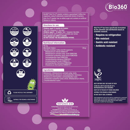 Kidz Pro - 5 Daily Microbiotic (1 - 12 Years) 90g - Natures Aid - Vitamins & Supplements - Eco Natural Products