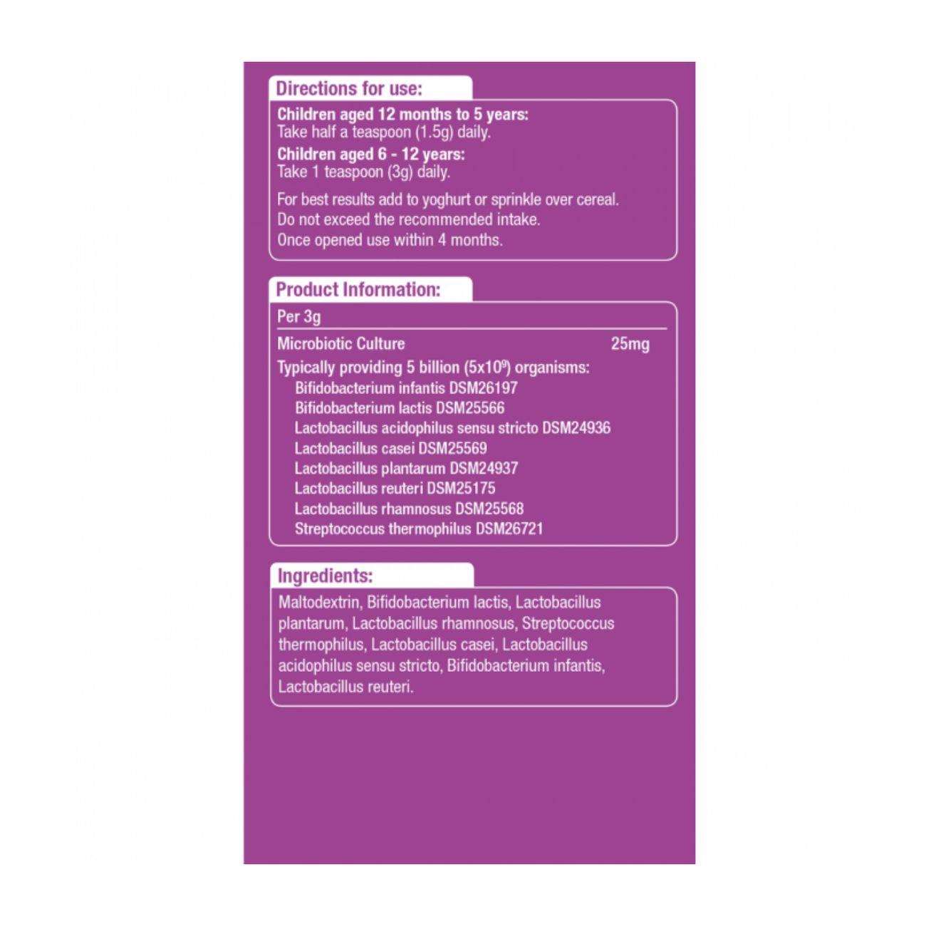 Kidz Pro - 5 Daily Microbiotic (1 - 12 Years) 90g - Natures Aid - Vitamins & Supplements - Eco Natural Products