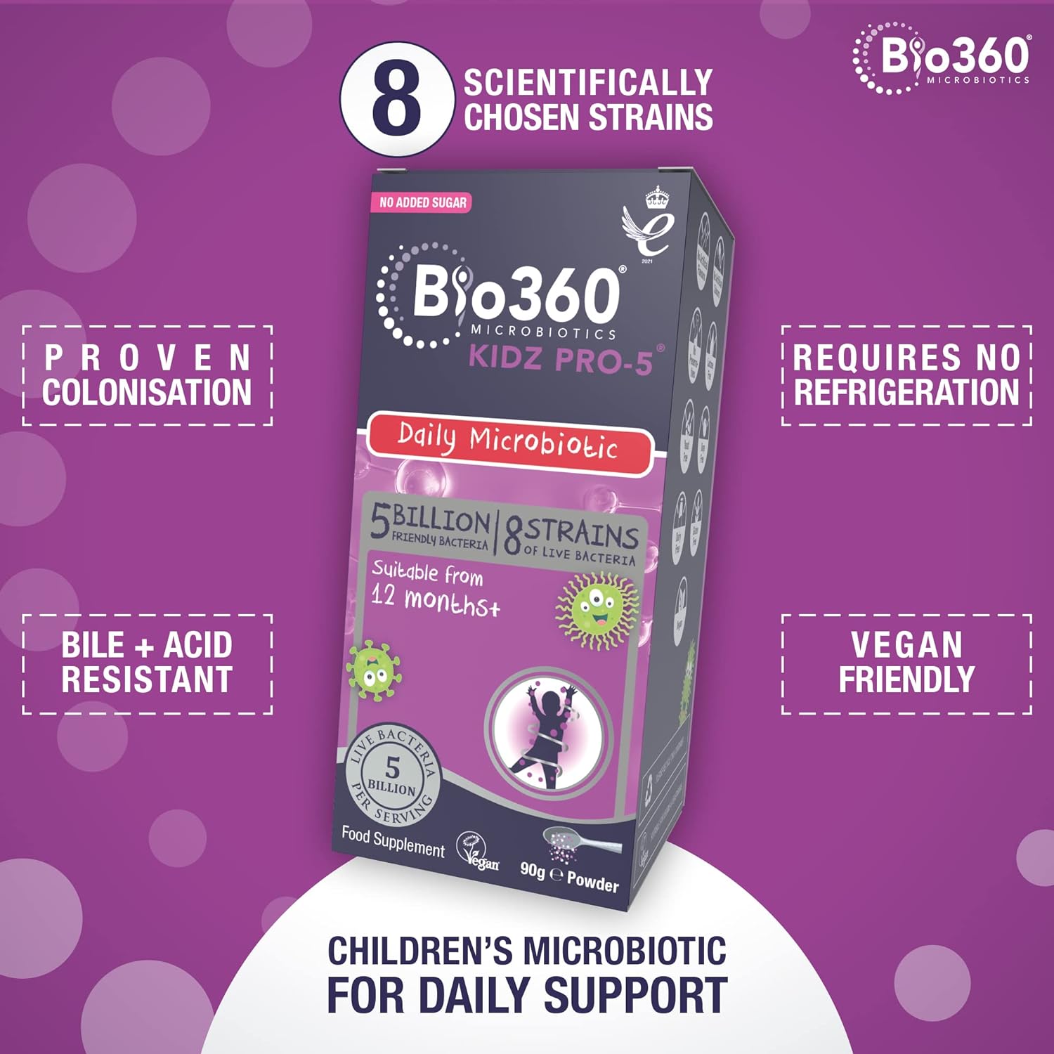 Kidz Pro - 5 Daily Microbiotic (1 - 12 Years) 90g - Natures Aid - Vitamins & Supplements - Eco Natural Products