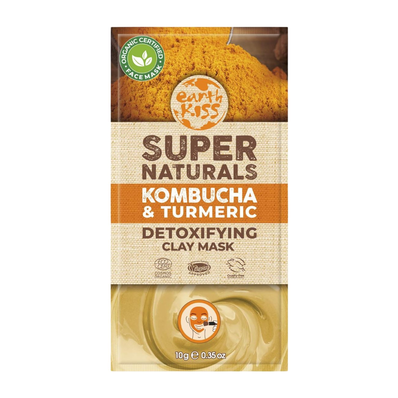 Kombucha and Turmeric Clay Mask 1 Sachet - Eco Natural Products - Earth Kiss - Skin Care Masks & Peels