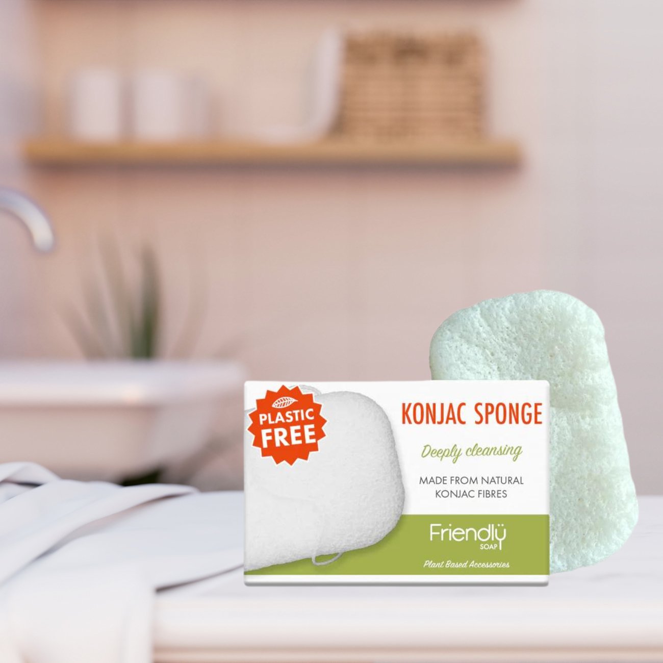 Konjac Sponge 1 unit - Friendly Soap - Bath Sponge - Eco Natural Products