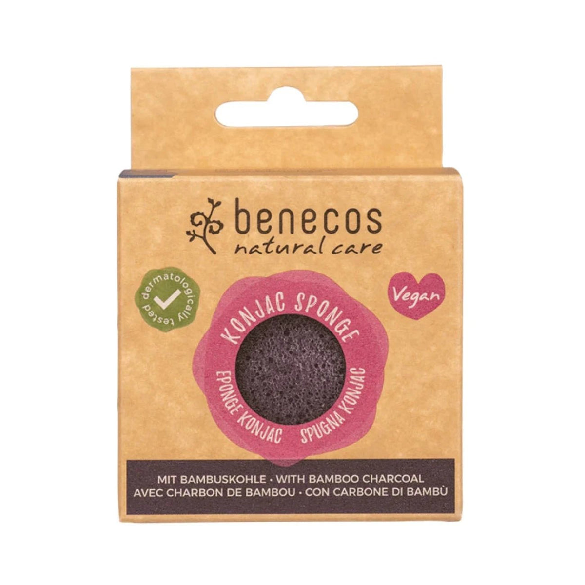 Konjac Sponge Bamboo Charcoal - Benecos - Konjac Sponge - Eco Natural Products