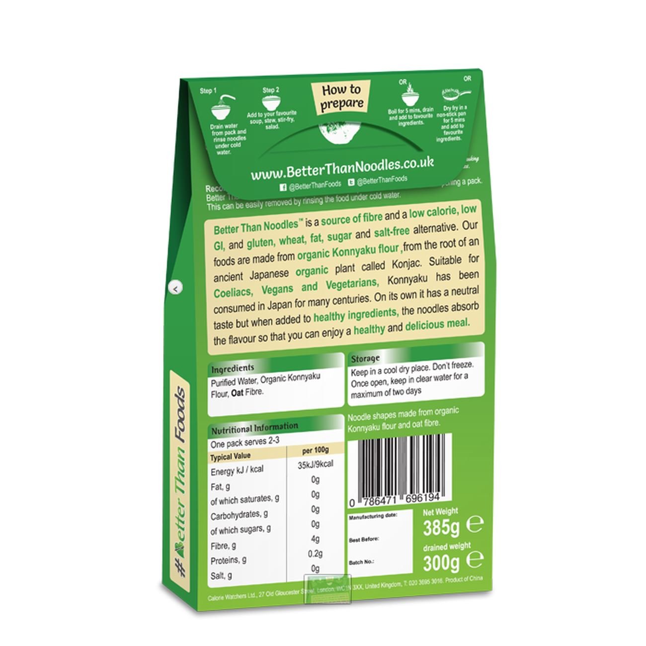 Konnyaku Noodles (Shirataki) 385g - Better Than - Noodles - Eco Natural Products