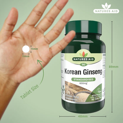 Korean Ginseng 600mg 90 Tablets - Natures Aid - Vitamins & Supplements - Eco Natural Products