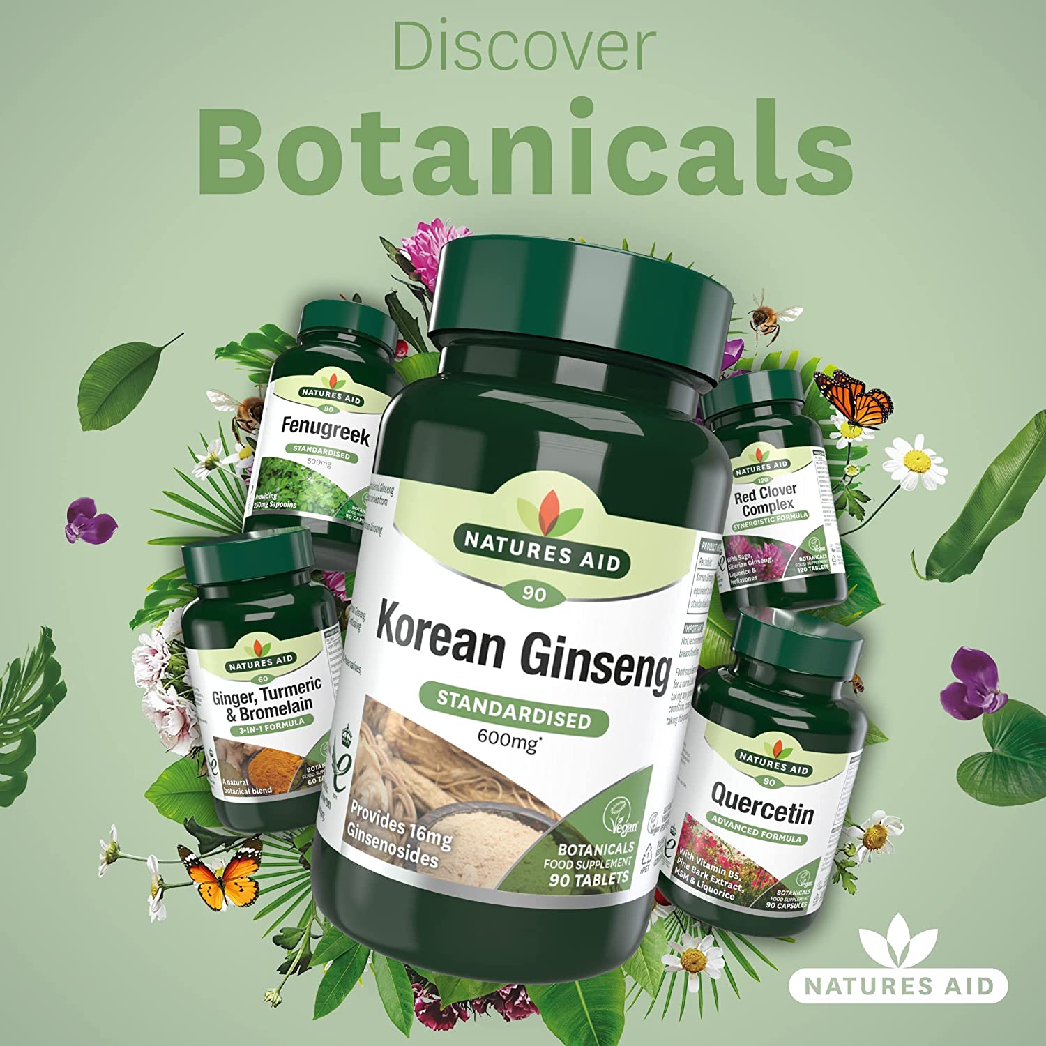 Korean Ginseng 600mg 90 Tablets - Natures Aid - Vitamins & Supplements - Eco Natural Products