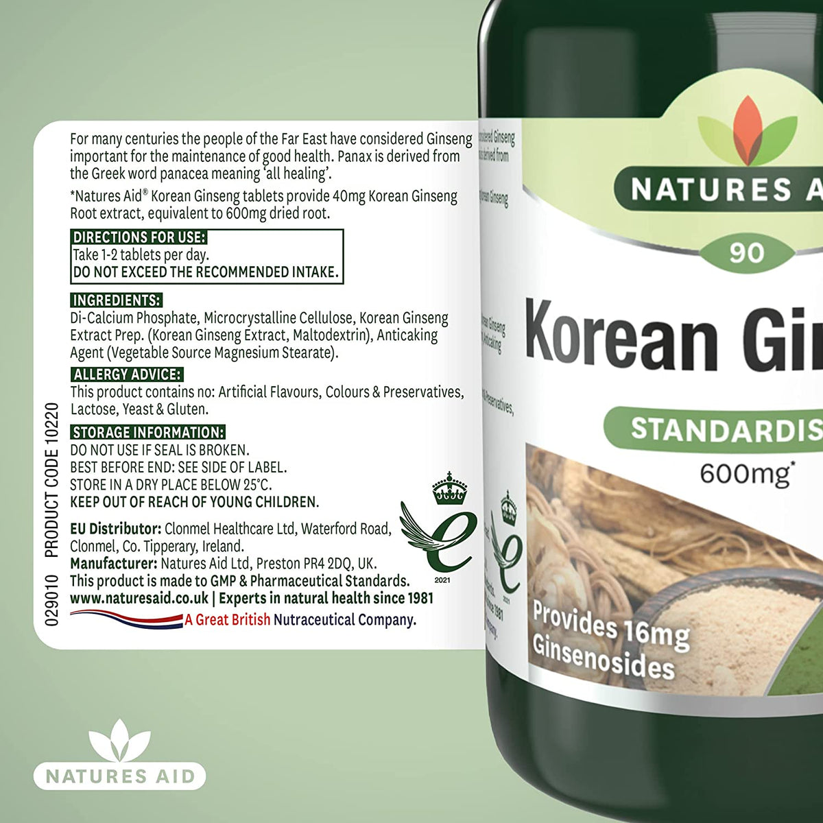 Korean Ginseng 600mg 90 Tablets - Natures Aid - Vitamins & Supplements - Eco Natural Products