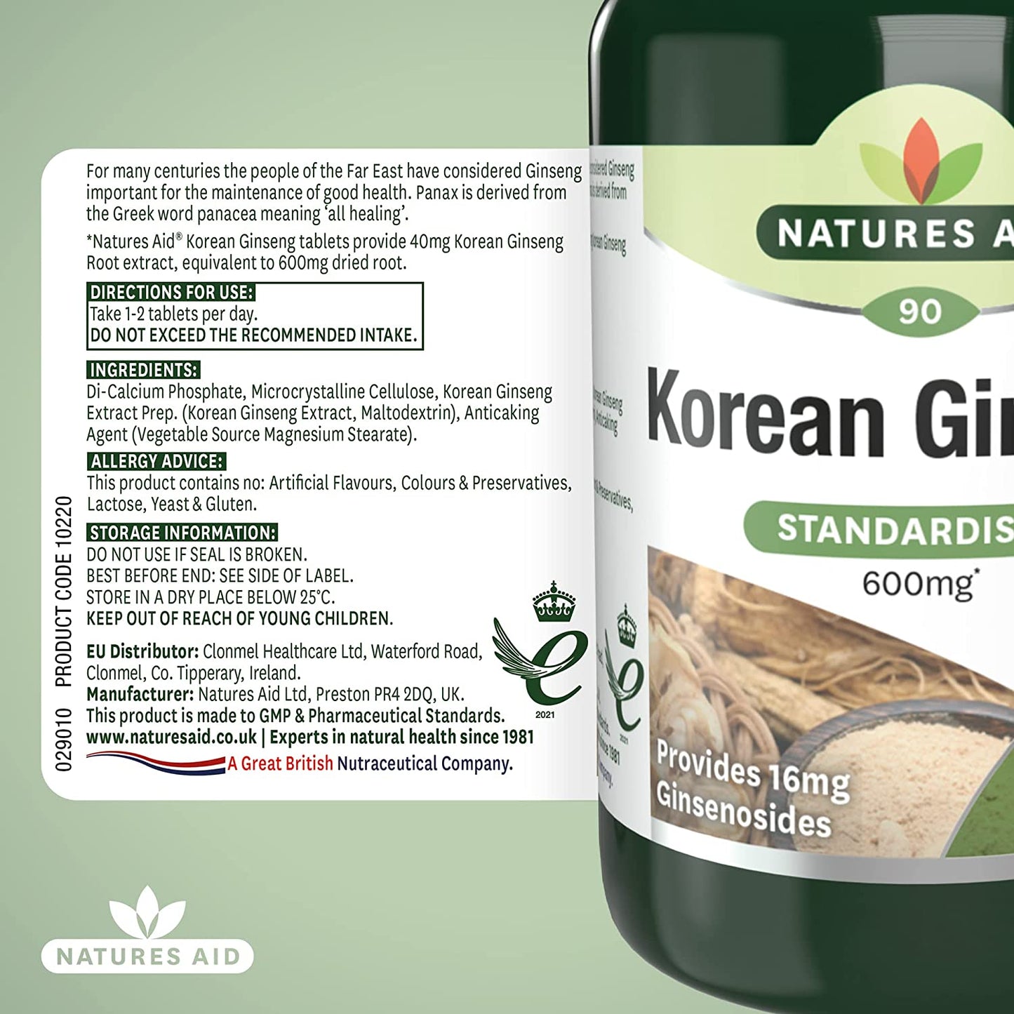 Korean Ginseng 600mg 90 Tablets - Natures Aid - Vitamins & Supplements - Eco Natural Products