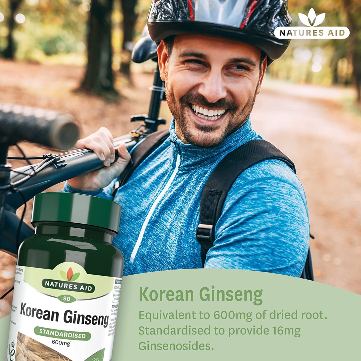Korean Ginseng 600mg 90 Tablets - Natures Aid - Vitamins & Supplements - Eco Natural Products