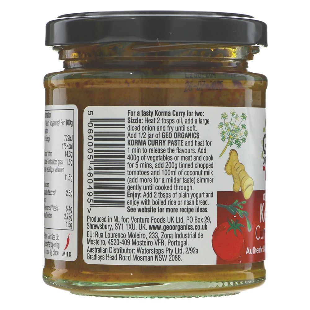 Korma India Curry Pastes 180g - Geo Organics - Curry Pastes - Eco Natural Products
