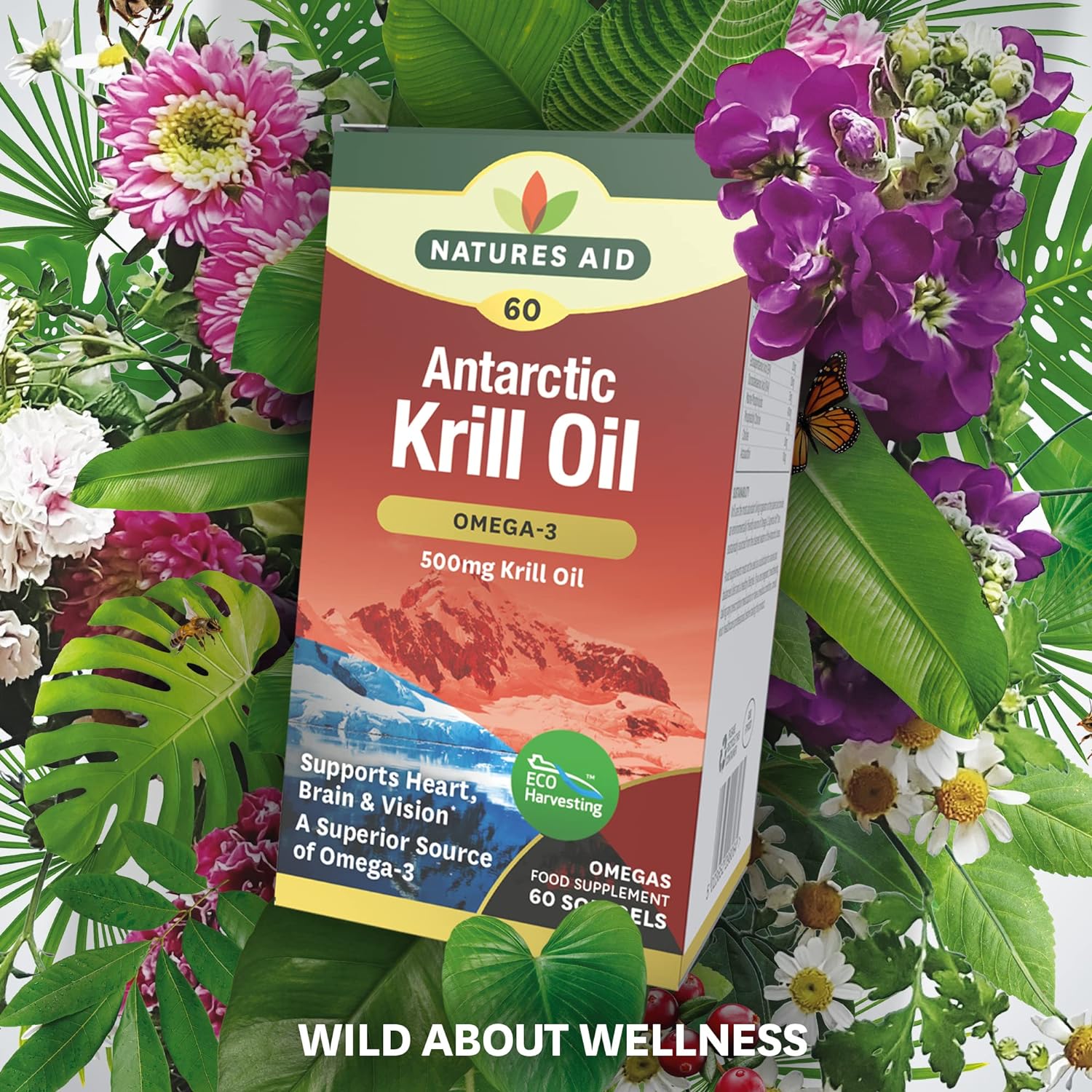 Krill Oil Omega 3 60 Softgels - Eco Natural Products - Natures Aid - Food Supplement