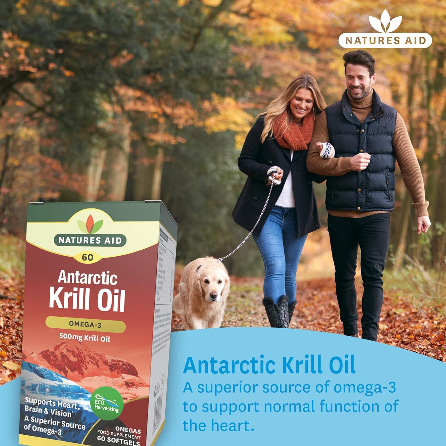 Krill Oil Omega 3 60 Softgels - Eco Natural Products - Natures Aid - Food Supplement