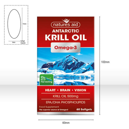 Krill Oil Omega 3 60 Softgels - Natures Aid - Food Supplement - Eco Natural Products