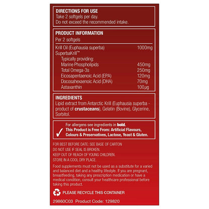 Krill Oil Omega 3 60 Softgels - Natures Aid - Food Supplement - Eco Natural Products