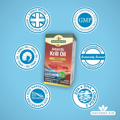 Krill Oil Omega 3 60 Softgels - Natures Aid - Food Supplement - Eco Natural Products