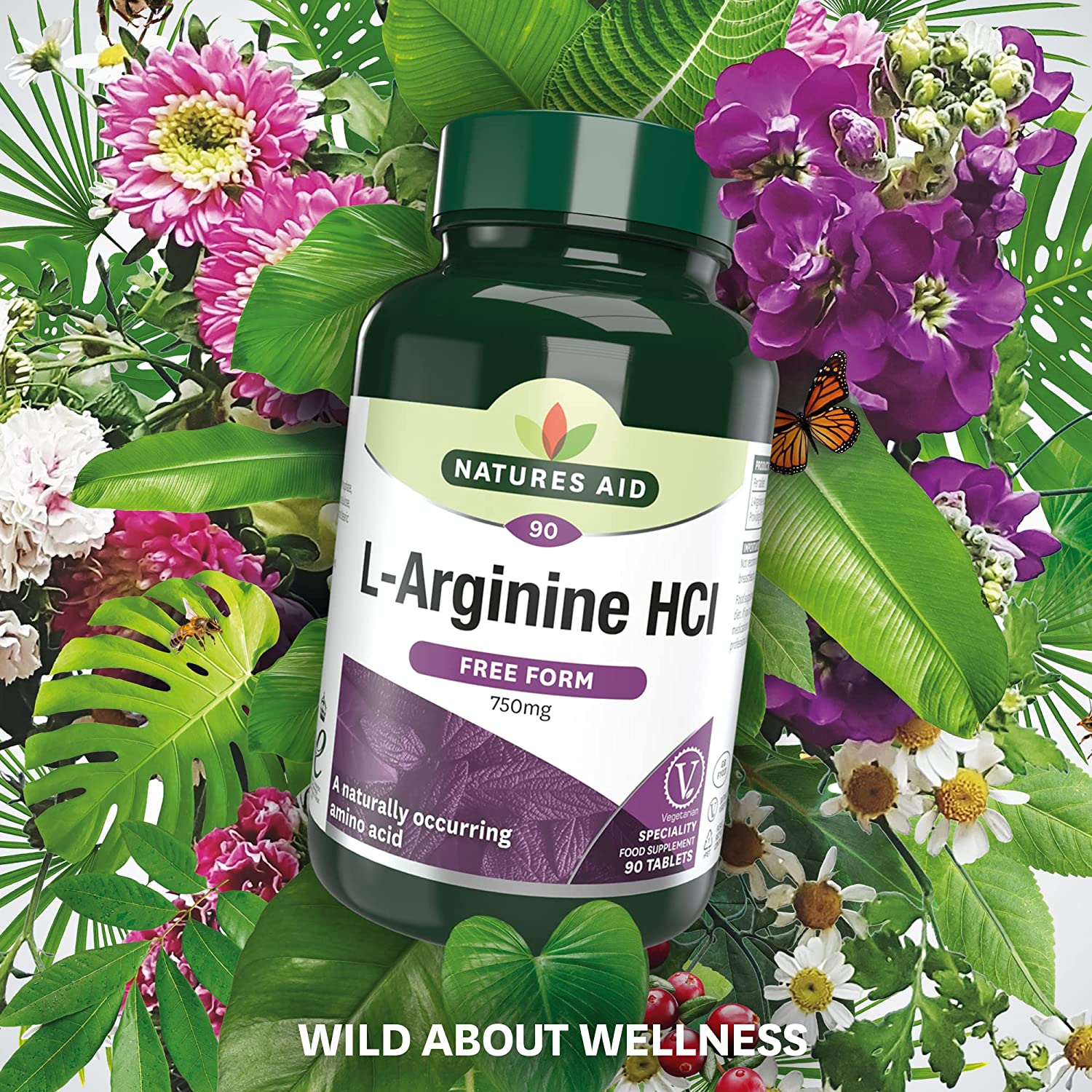 L Arginine HCl 750mg 90 Capsules - Natures Aid - Vitamins & Supplements - Eco Natural Products