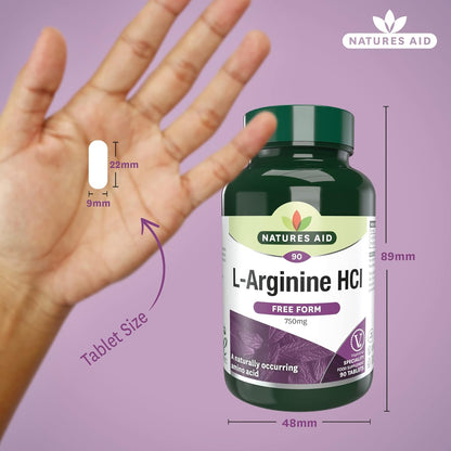 L Arginine HCl 750mg 90 Capsules - Natures Aid - Vitamins & Supplements - Eco Natural Products
