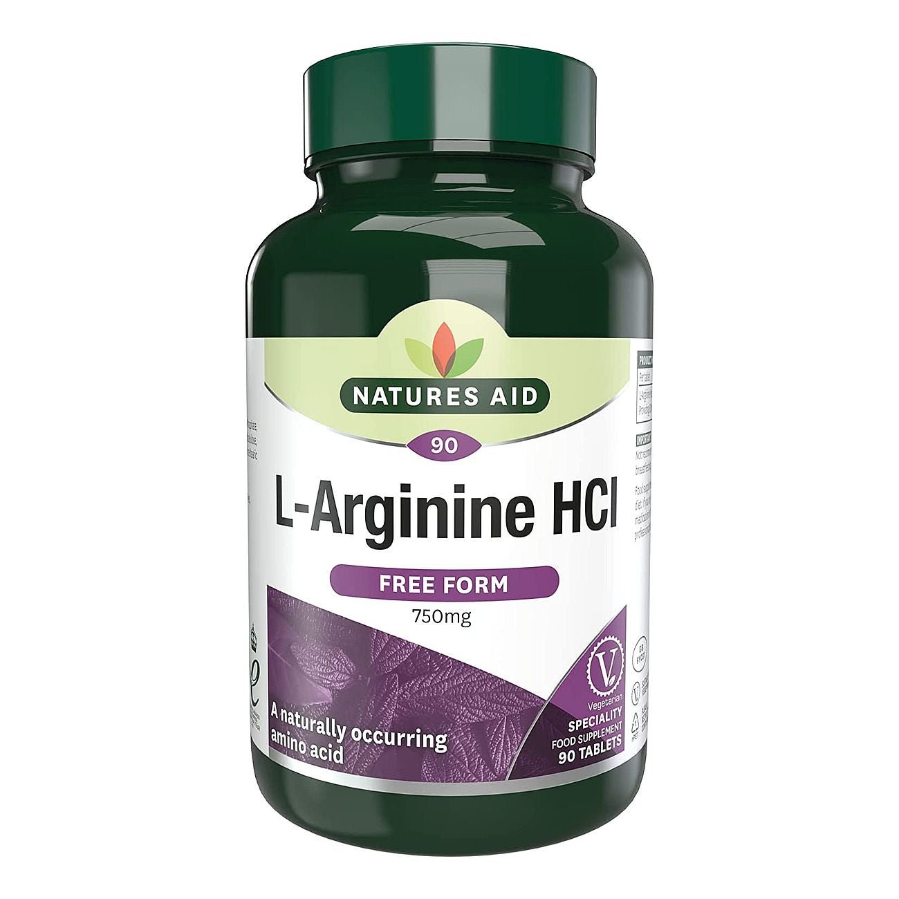 L Arginine HCl 750mg 90 Capsules - Eco Natural Products - Natures Aid - Vitamins & Supplements